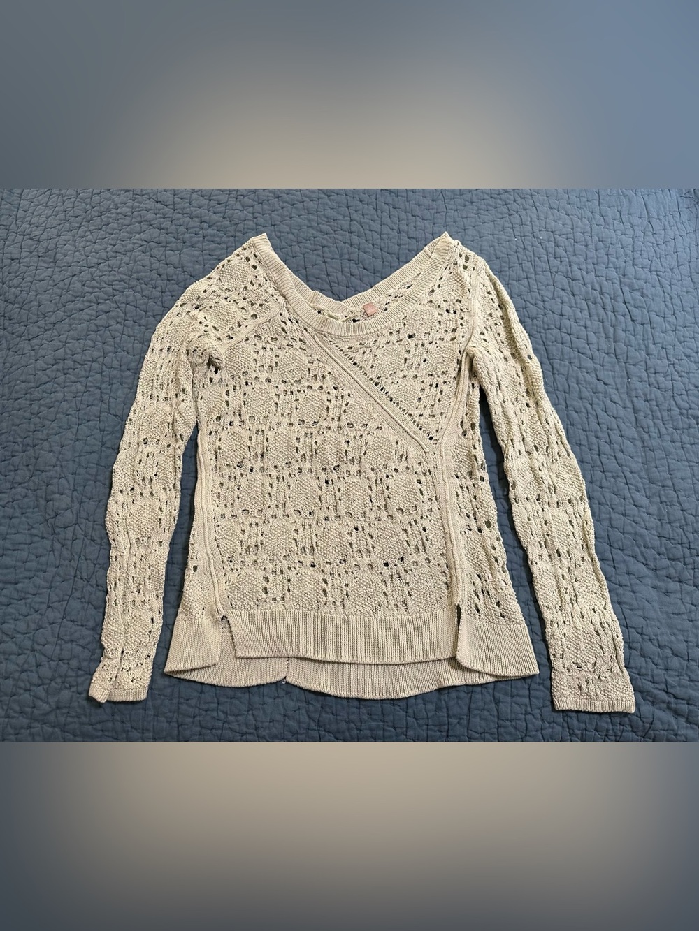 Anthropologie Mint Green Open-Knit Sweater by Knitted & Knotted